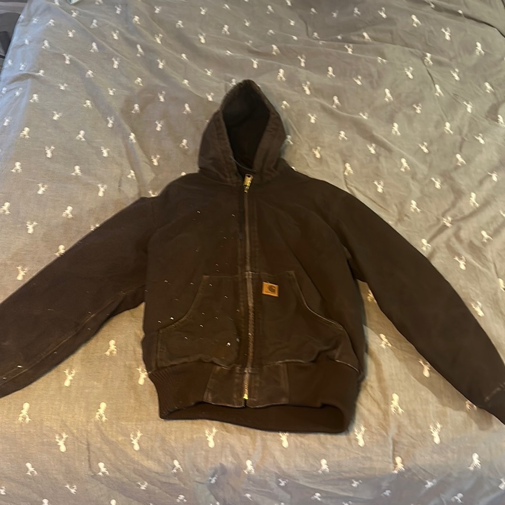 Carhartt small winter work jacket. Paint splatter on front